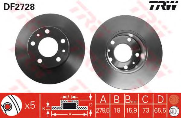 Tarcza hamulcowa przednia TRW DF2728 cena, od 50,21 USD