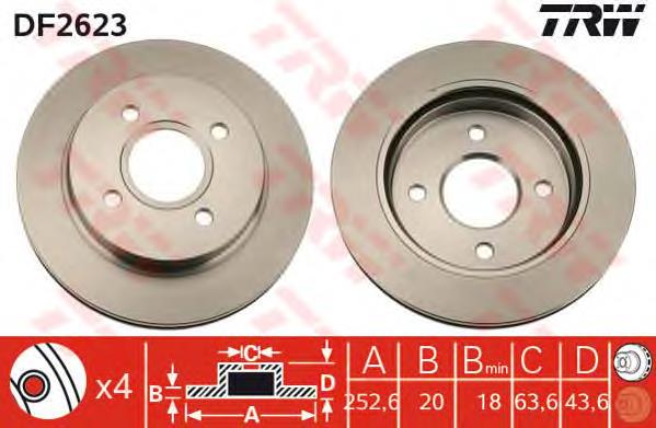 Tarcza hamulcowa tylna TRW DF2623 cena, od 30,08 USD