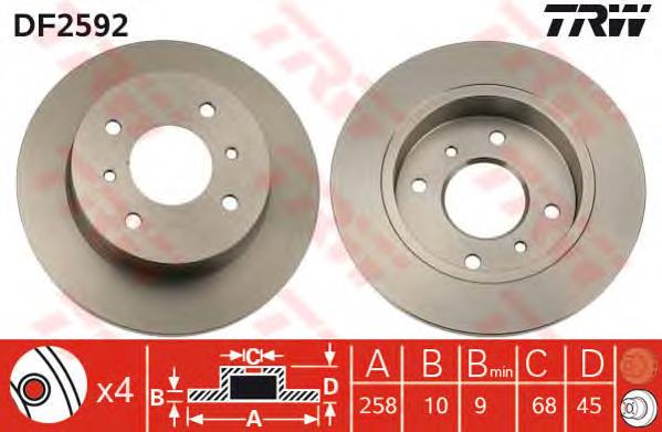 Tarcza hamulcowa tylna TRW DF2592 cena, od 28,34 USD