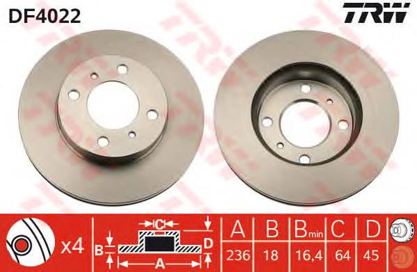 Tarcza hamulcowa przednia TRW DF4022 cena, od 29,83 USD