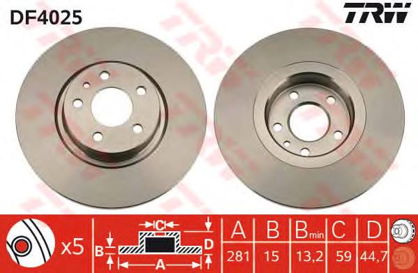 Tarcza hamulcowa przednia TRW DF4025 cena, od 50,03 USD