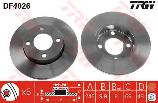 Tarcza hamulcowa tylna TRW DF4026 cena, od 30,29 USD