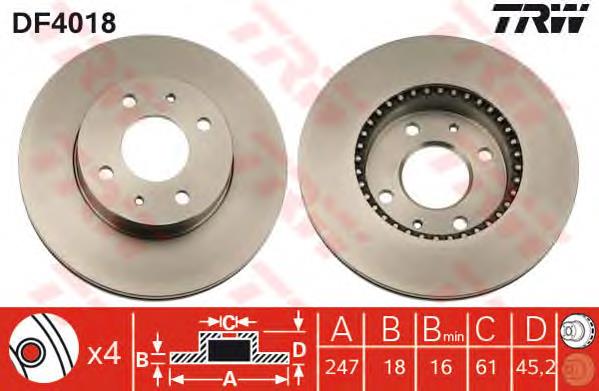 Tarcza hamulcowa przednia TRW DF4018 cena, od 40,84 USD