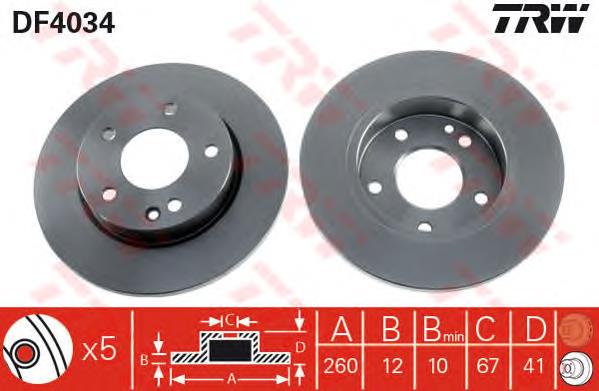 Tarcza hamulcowa przednia TRW DF4034 cena, od 34,54 USD