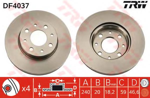 Tarcza hamulcowa przednia TRW DF4037 cena, od 38,40 USD