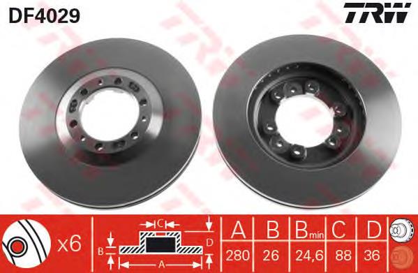 Tarcza hamulcowa przednia TRW DF4029 cena, od 58,96 USD