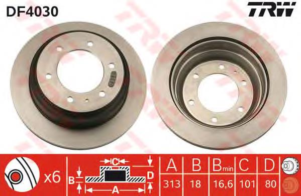 Tarcza hamulcowa tylna TRW DF4030 cena, od 50,19 USD