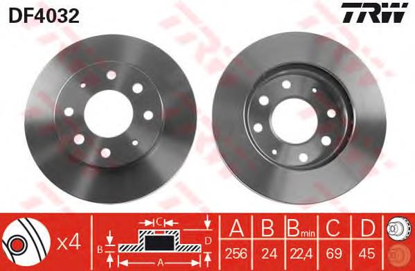 Tarcza hamulcowa przednia TRW DF4032 cena, od 45,42 USD