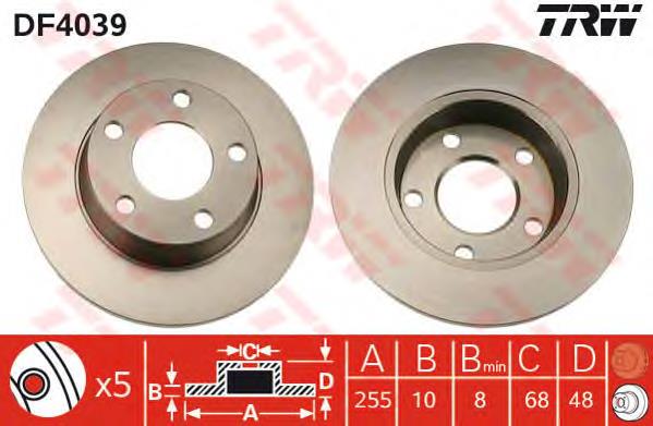 Tarcza hamulcowa tylna TRW DF4039 cena, od 31,07 USD