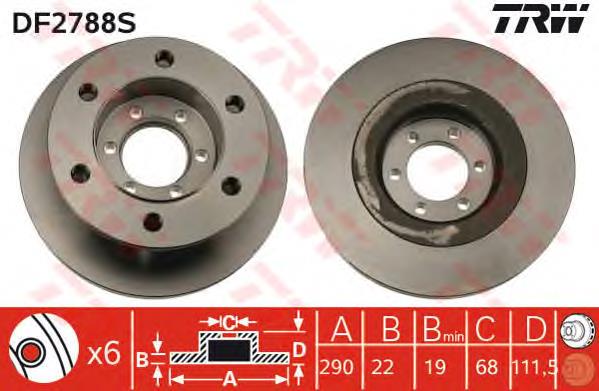 Tarcza hamulcowa przednia TRW DF2788S cena, od 111,44 USD