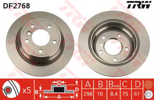 Tarcza hamulcowa tylna TRW DF2768 cena, od 49,08 USD