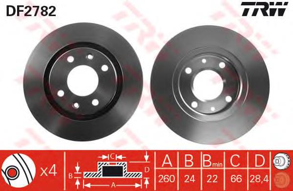 Tarcza hamulcowa przednia TRW DF2782 cena, od 49,17 USD