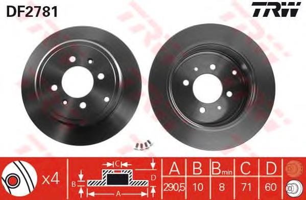 Tarcza hamulcowa tylna TRW DF2781 cena, od 35,44 USD