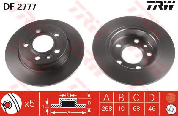 DF2777 TRW tarcza hamulcowa tylna