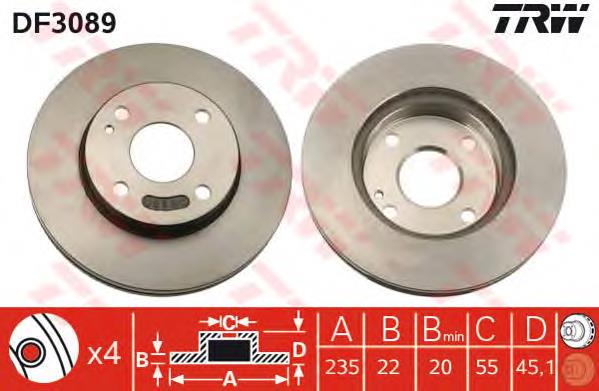 Tarcza hamulcowa przednia TRW DF3089 cena, od 26,31 USD