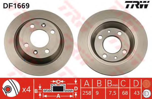 Tarcza hamulcowa tylna TRW DF1669 cena, od 39,68 USD