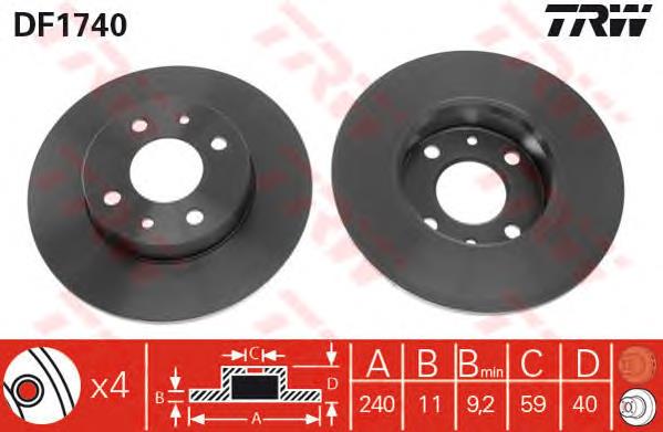 Tarcza hamulcowa tylna TRW DF1740 cena, od 28,14 USD