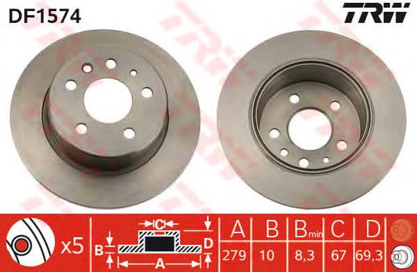 Tarcza hamulcowa tylna TRW DF1574 cena, od 40,71 USD