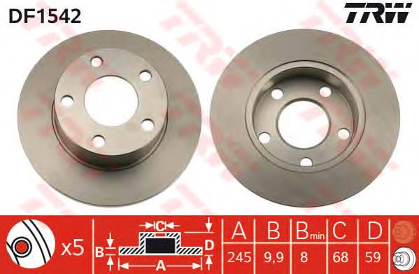 Tarcza hamulcowa tylna TRW DF1542 cena, od 43,02 USD