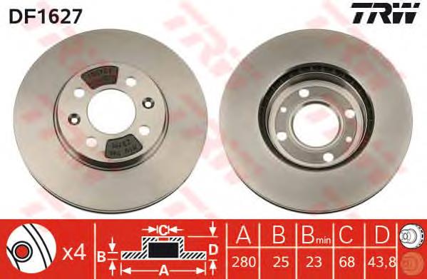 DF1627 TRW tarcza hamulcowa przednia