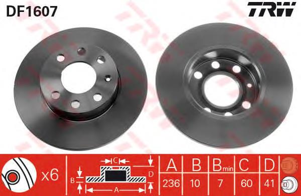 Tarcza hamulcowa przednia TRW DF1607 cena, od 26,88 USD