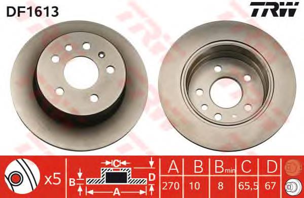 Tarcza hamulcowa tylna TRW DF1613 cena, od 34,83 USD