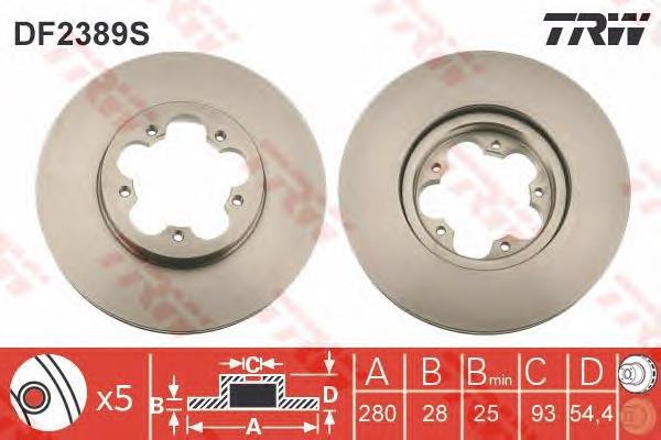 Tarcza hamulcowa przednia TRW DF2389S cena, od 55,69 USD