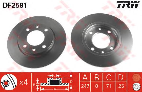 Tarcza hamulcowa tylna TRW DF2581 cena, od 27,43 USD