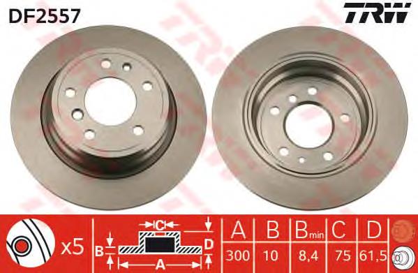 Tarcza hamulcowa tylna TRW DF2557 cena, od 44,03 USD