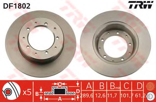 Tarcza hamulcowa tylna TRW DF1802 cena, od 49,56 USD