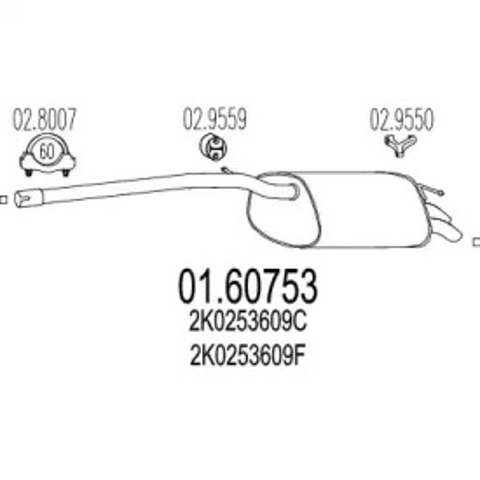 Tłumik, tylna część Volkswagen Caddy 3 2KB, 2KJ, 2CB, 2CJ