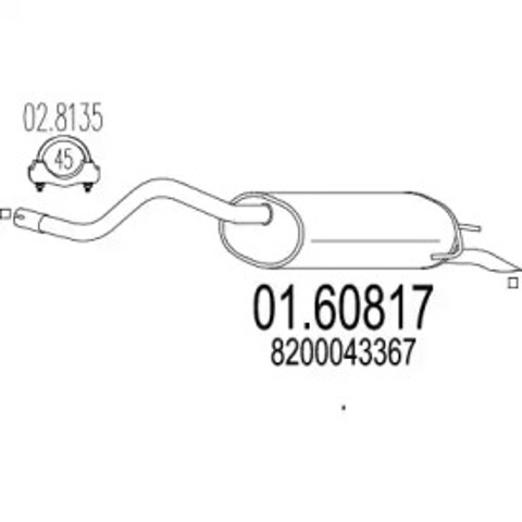 Tłumik, tylna część Renault Clio LB0, LB1, LB2
