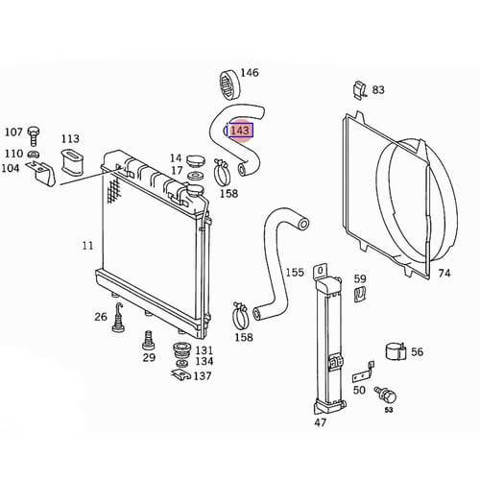 Przewód (króciec) chłodnicy górny Mercedes Bus 207-310 601