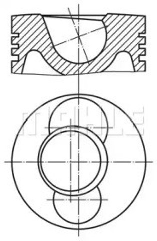 Tłok, komplet na 1 cylinder, 2. naprawa (+0,50) 0306401 Mahle Original