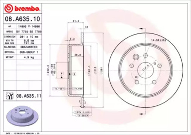Tarcza hamulcowa tylna 08A63511 BREMBO