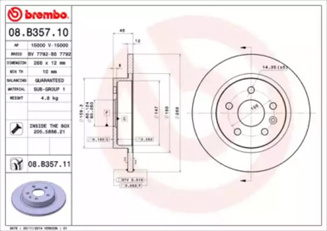 Tarcza hamulcowa tylna 08B35711 BREMBO
