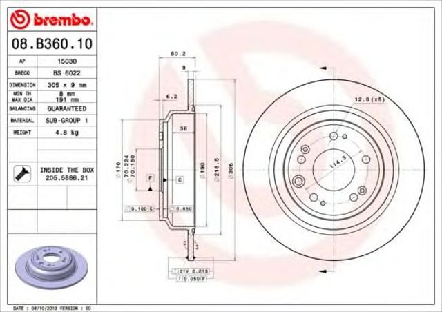 08B36010 Brembo
