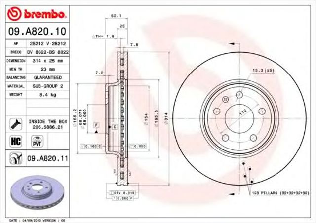 09A82011 Brembo