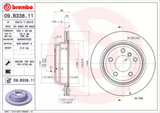 Tarcza hamulcowa tylna 09B33811 BREMBO