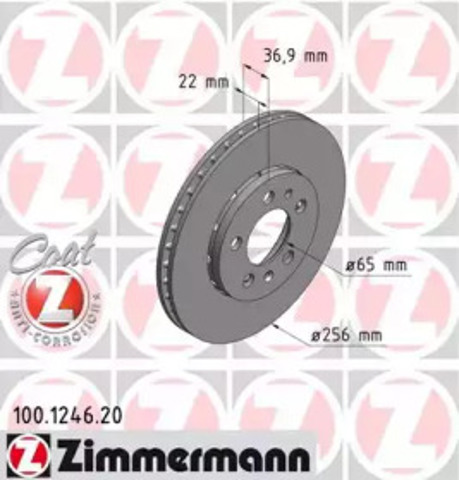 Tarcza hamulcowa przednia 100124620 ZIMMERMANN
