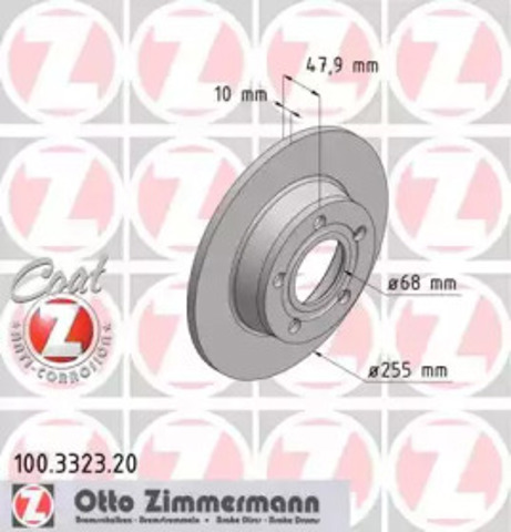 Tarcza hamulcowa tylna 100332320 ZIMMERMANN