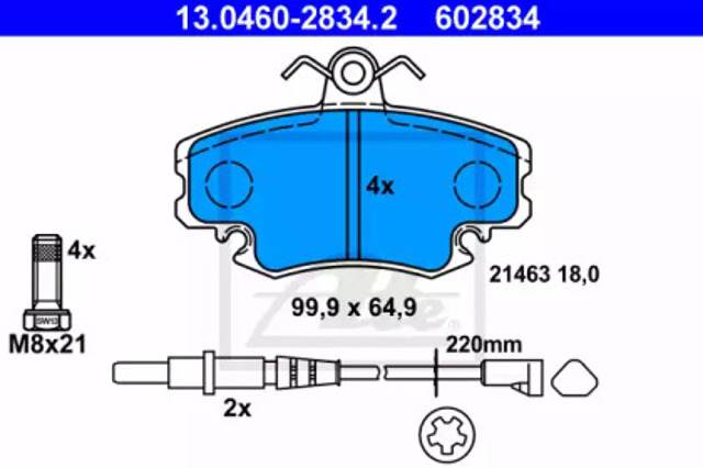 Klocki hamulcowe przednie tarczowe 13046028342 ATE