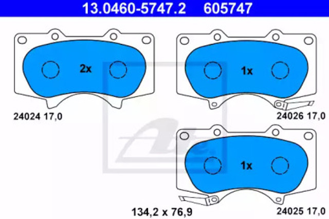 Klocki hamulcowe przednie tarczowe 13046057472 ATE