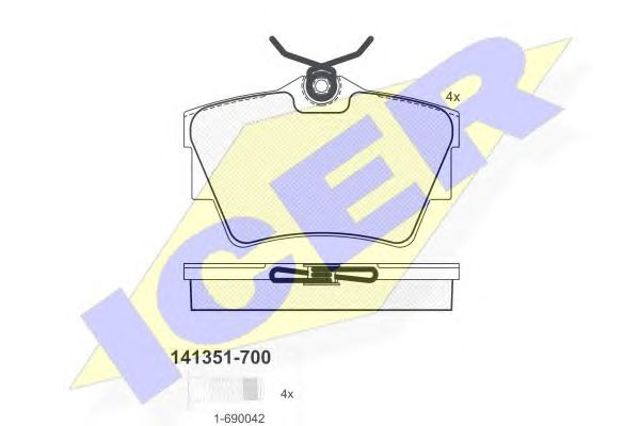 Okładziny (klocki) do hamulców tarczowych tylne 141351700 ICER