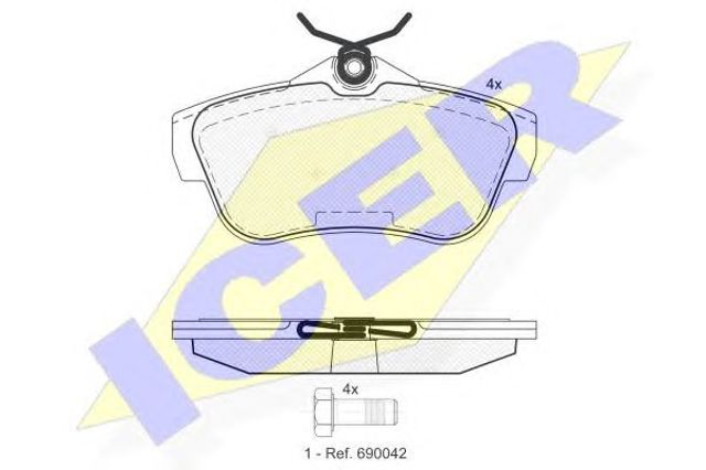 Okładziny (klocki) do hamulców tarczowych tylne 141823 ICER