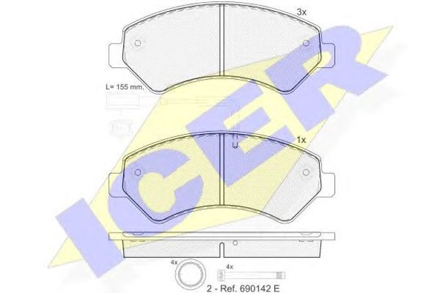 Klocki hamulcowe przednie tarczowe 141836 ICER