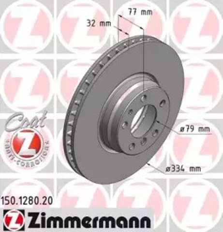 Tarcza hamulcowa przednia 150128020 Zimmermann