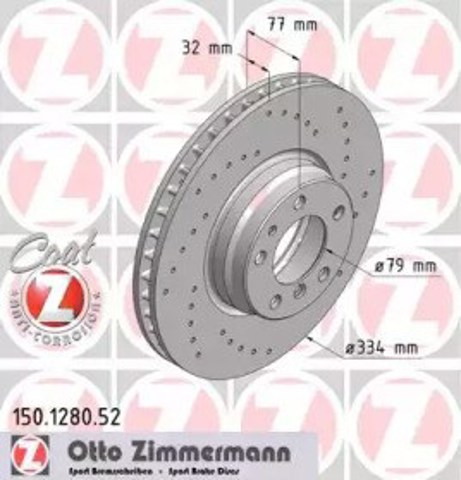 Tarcza hamulcowa przednia 150128052 Zimmermann