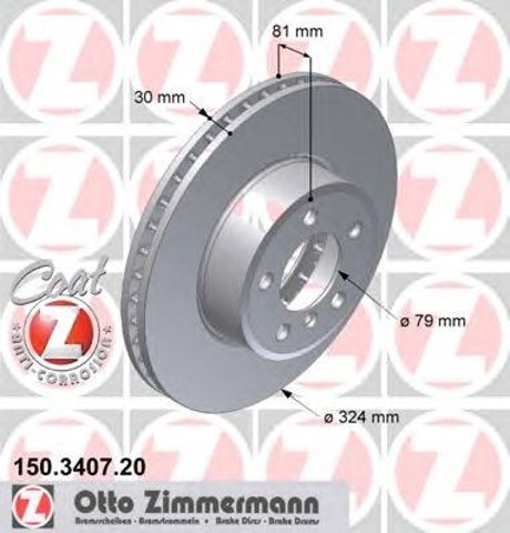 Tarcza hamulcowa przednia 150340720 Zimmermann