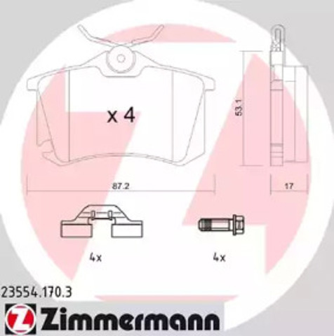 Okładziny (klocki) do hamulców tarczowych tylne 235541703 ZIMMERMANN